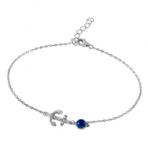 925 Sterling Silver Evil Eye Anchor Bracelet